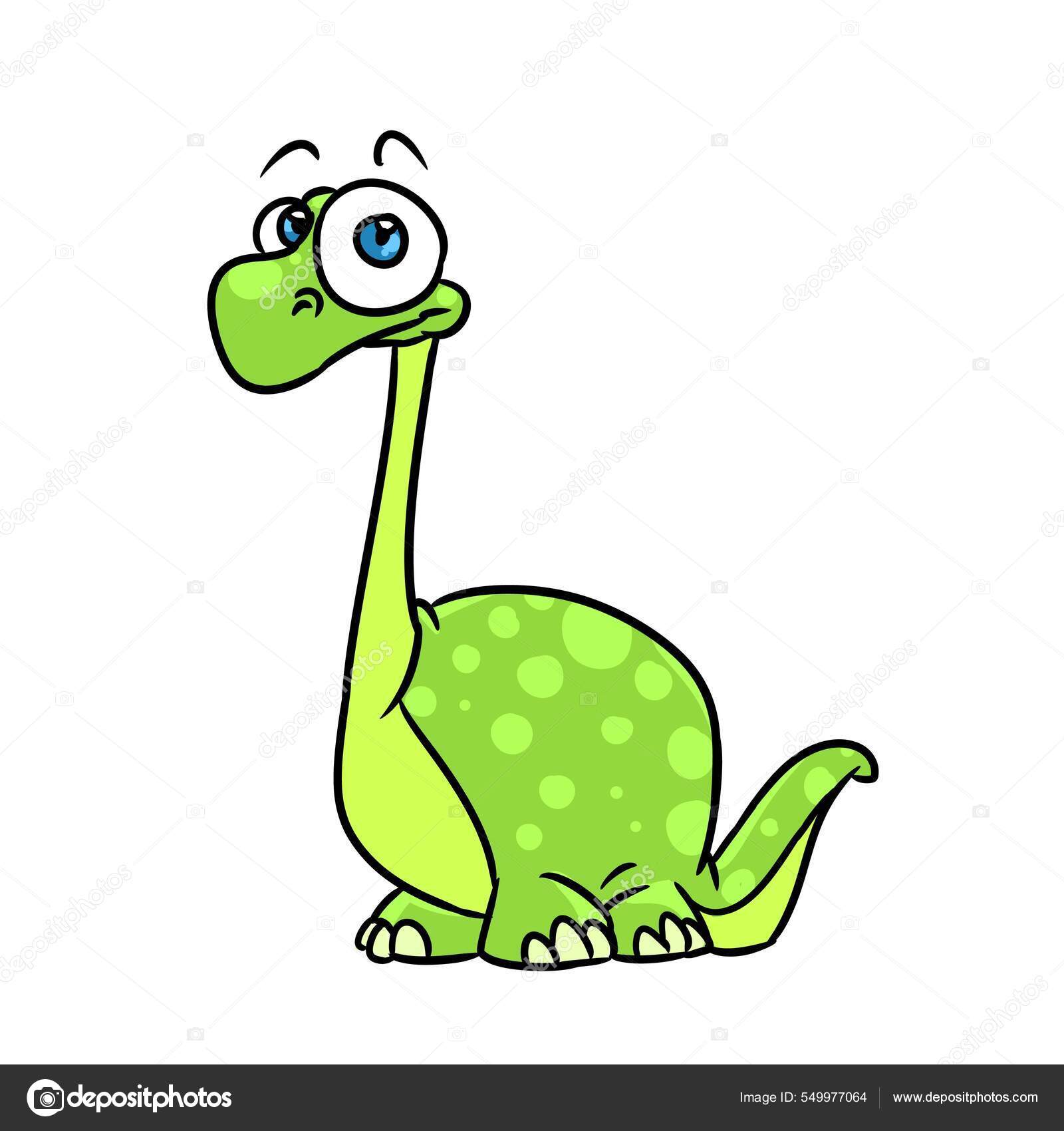 Pequeno Dinossauro Verde Ilustração Animal Personagem Desenho Animado  Isolado Ilustração por ©Efengai #549977064